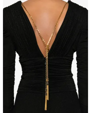 Elisabetta Franchi プリーツチェーン装飾ロングドレス - ブラック - サムネイル5