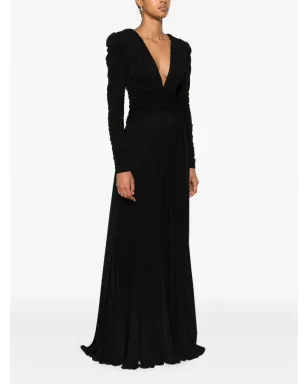 Elisabetta Franchi プリーツチェーン装飾ロングドレス - ブラック - サムネイル3