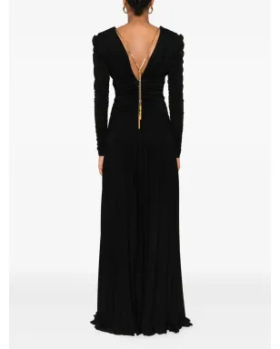 Elisabetta Franchi プリーツチェーン装飾ロングドレス - ブラック - サムネイル4