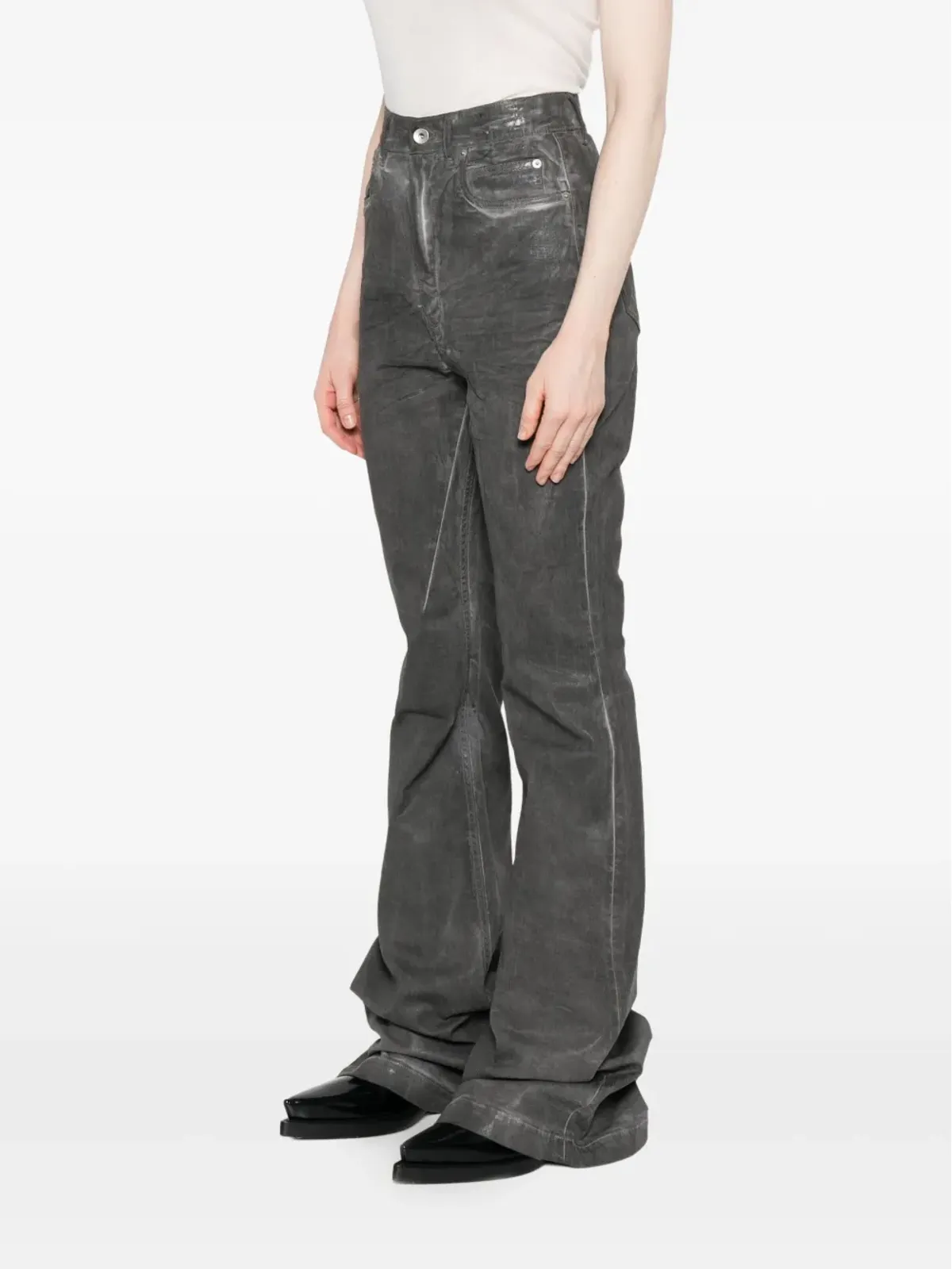 Rick Owens DRKSHDW ダメージ加工デニム・フレアジーンズ - 画像3