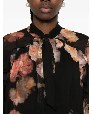 ZIMMERMANN 黒地の花柄プリント フリルブラウス - サムネイル5