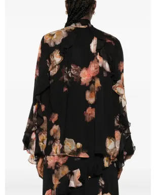 ZIMMERMANN 黒地の花柄プリント フリルブラウス - サムネイル4