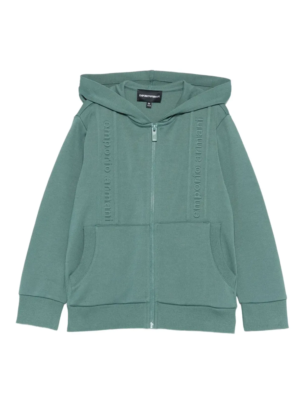 Emporio Armani Kids フード付きロゴ入りジップアップスウェット - グリーン - 画像1