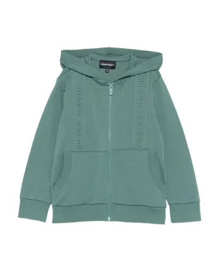 Emporio Armani Kids フード付きロゴ入りジップアップスウェット - グリーン - サムネイル1