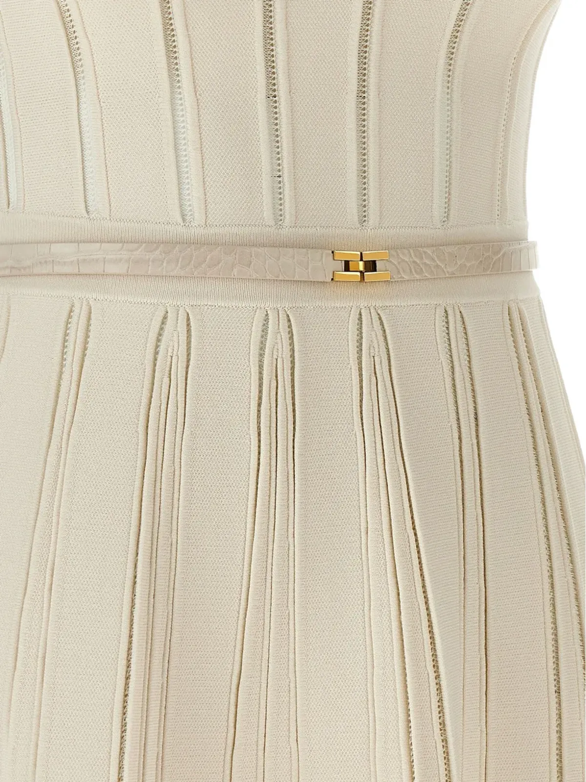 Elisabetta Franchi バンデッドウェーブプリーツドレス - 画像4