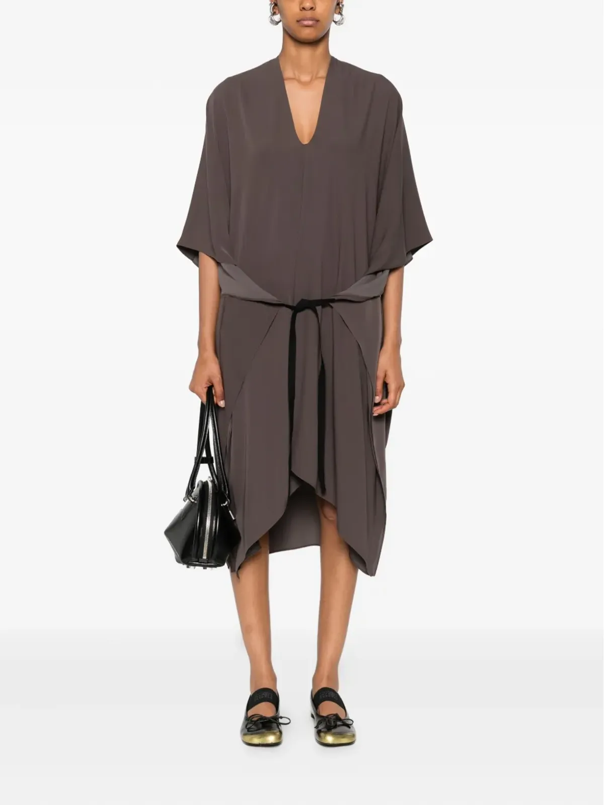 MM6 Maison Margiela Vネック アシンメトリーデイドレス - グレー - 画像2