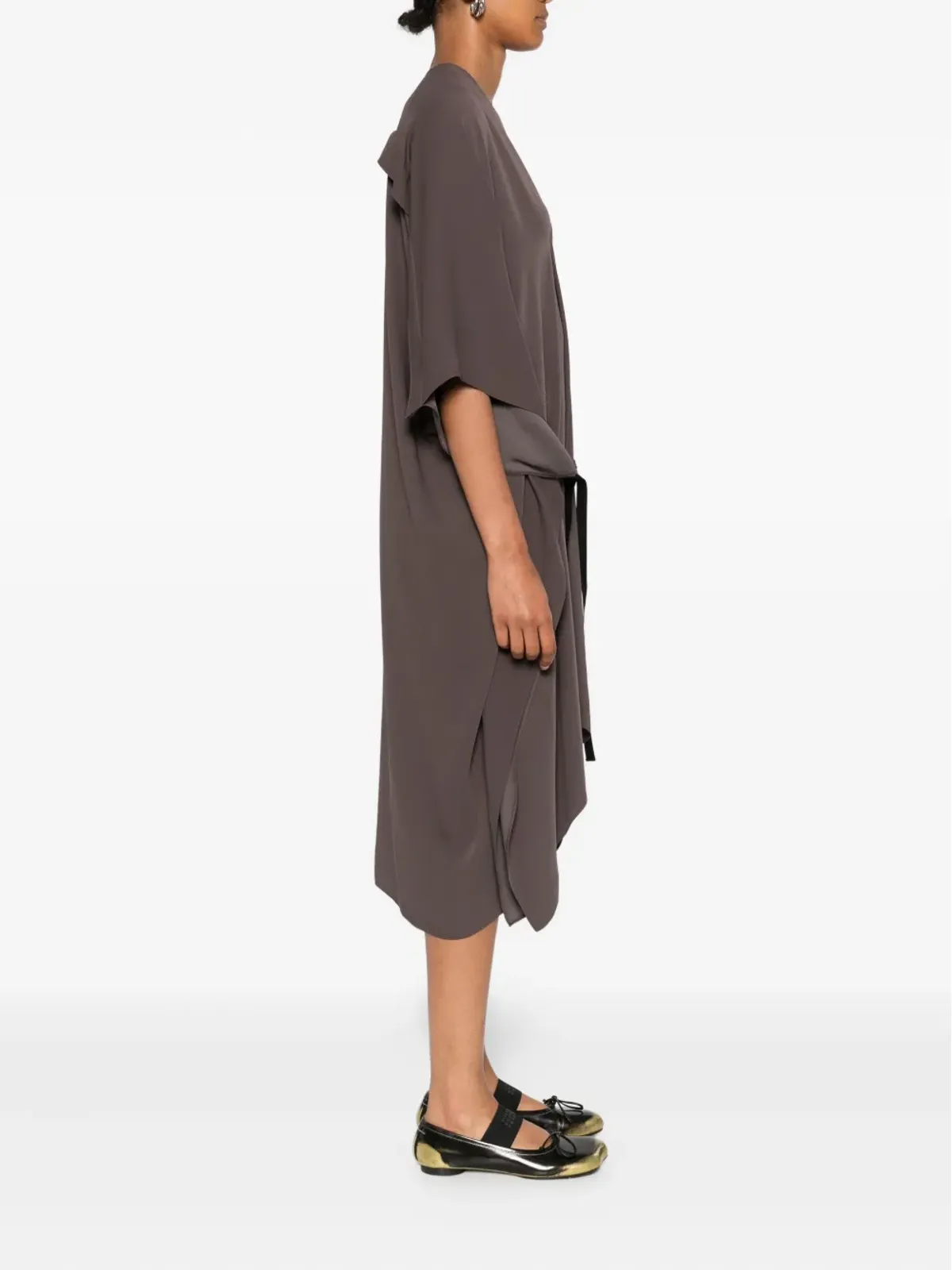 MM6 Maison Margiela Vネック アシンメトリーデイドレス - グレー - 画像3