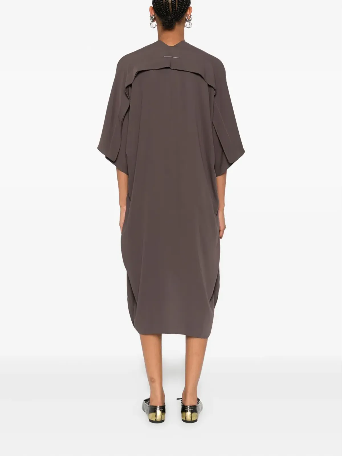 MM6 Maison Margiela Vネック アシンメトリーデイドレス - グレー - 画像4