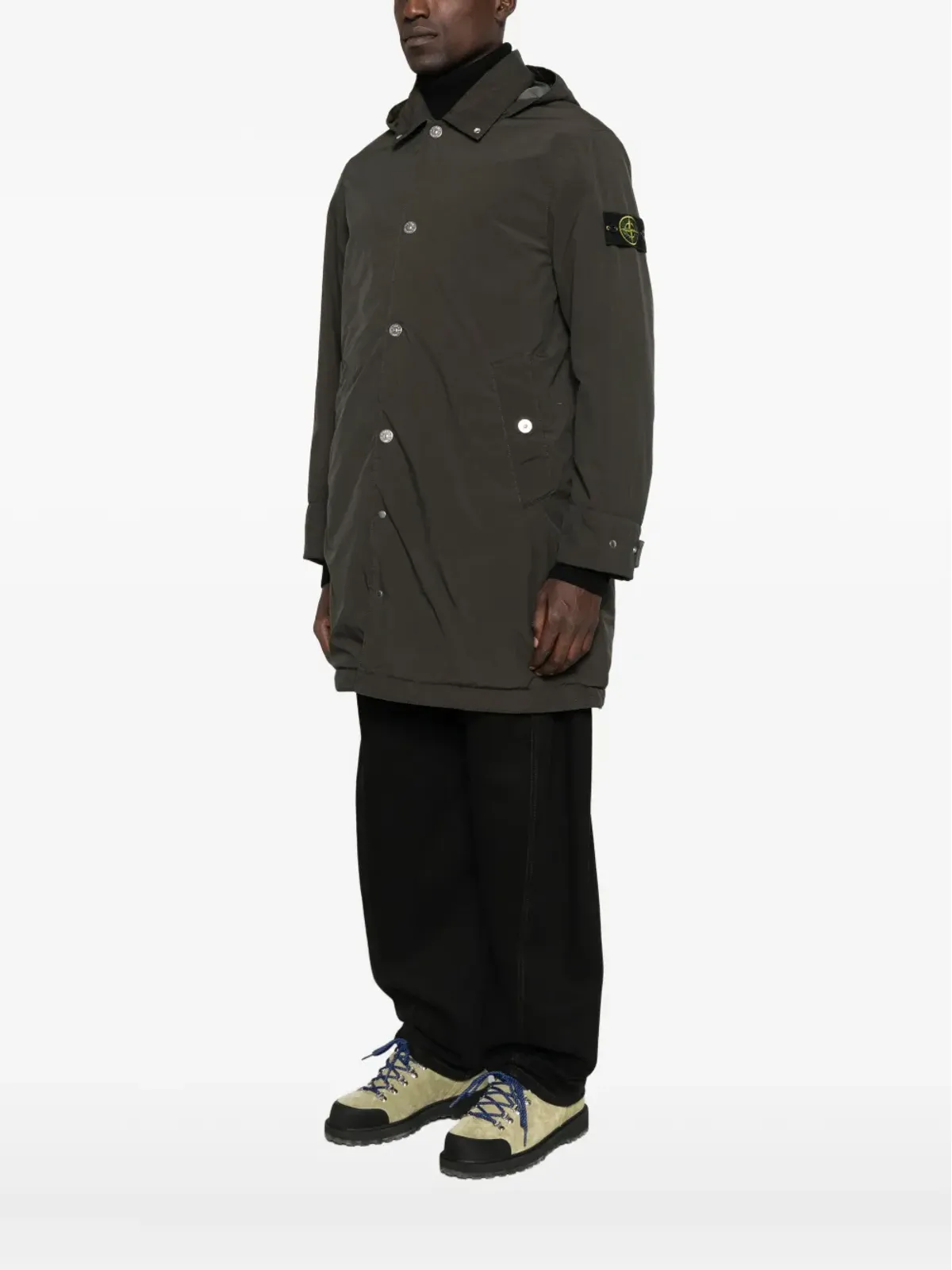 Stone Island フード付きボタン留めコート - 画像3