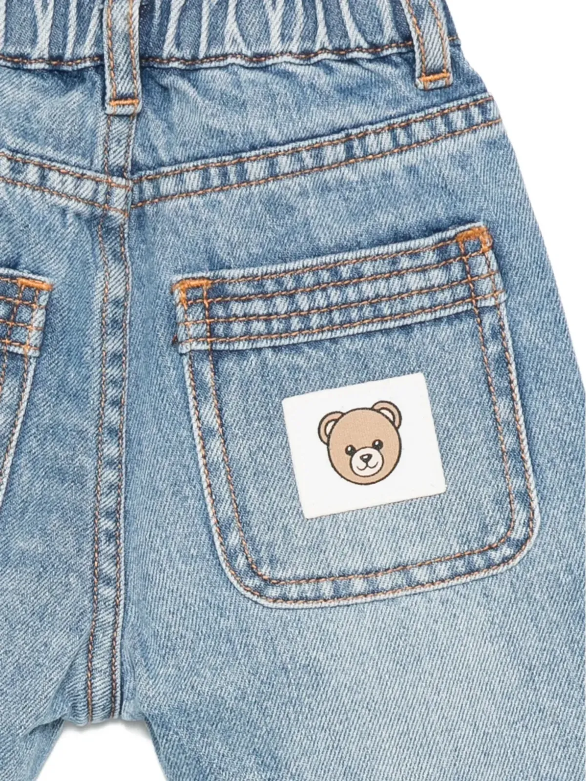 Moschino Kids テディパッチ ウエストゴム ジーンズ - 画像3