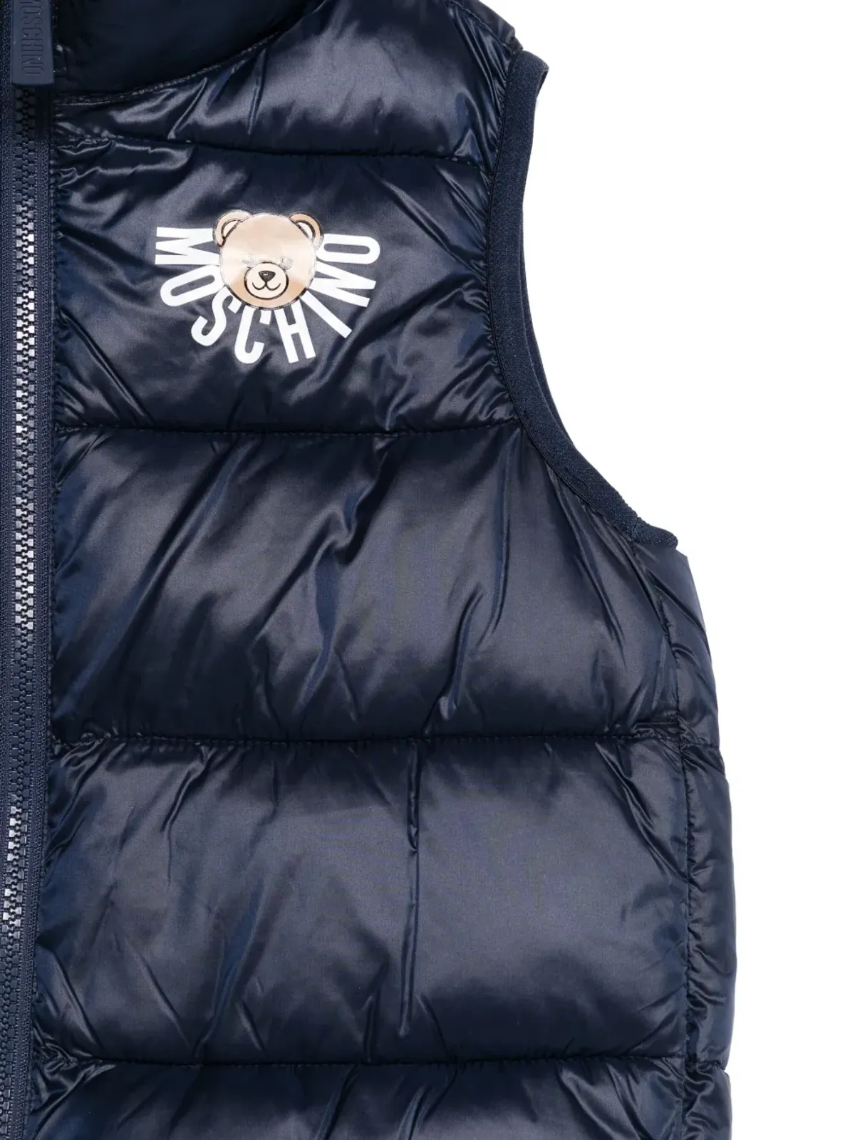Moschino Kids ロゴディテール キルテッドジレ ブルー - 画像3
