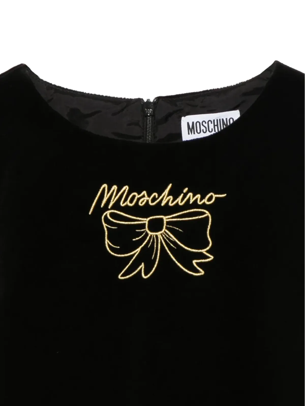 Moschino Kids 刺繍ロゴ入りベルベットドレス - 画像3