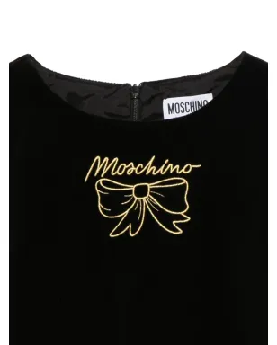 Moschino Kids 刺繍ロゴ入りベルベットドレス - サムネイル3