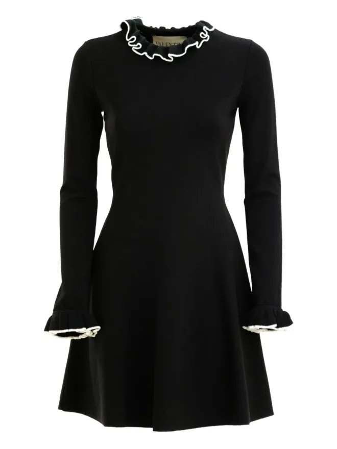 Valentino Garavani Valentino Garavani フリル衿ミニドレス - ブラックの商品画像