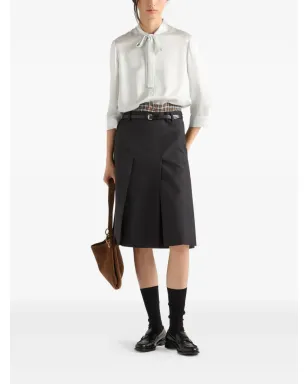Prada Grisaille pleated midi skirt - Black - サムネイル2