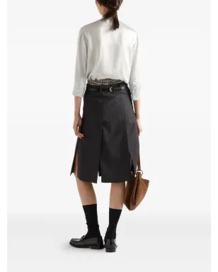 Prada Grisaille pleated midi skirt - Black - サムネイル3