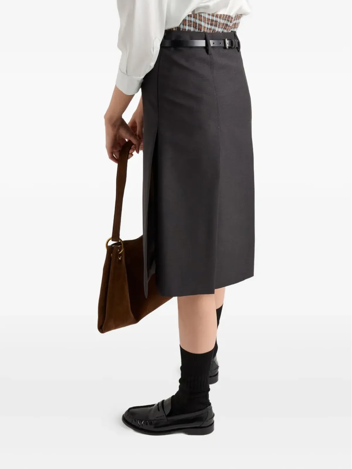 Prada Grisaille pleated midi skirt - Black - 画像4