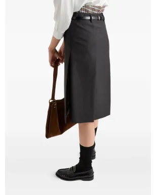 Prada Grisaille pleated midi skirt - Black - サムネイル4