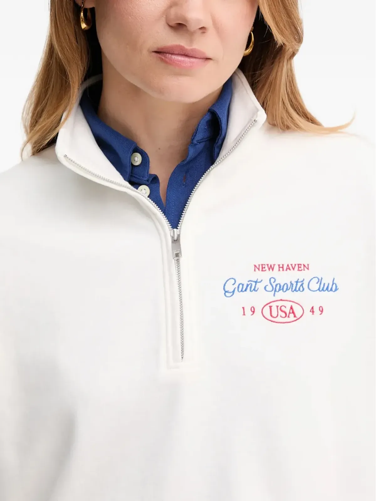 Gant クォータージップ刺繍スウェットシャツ - 画像4