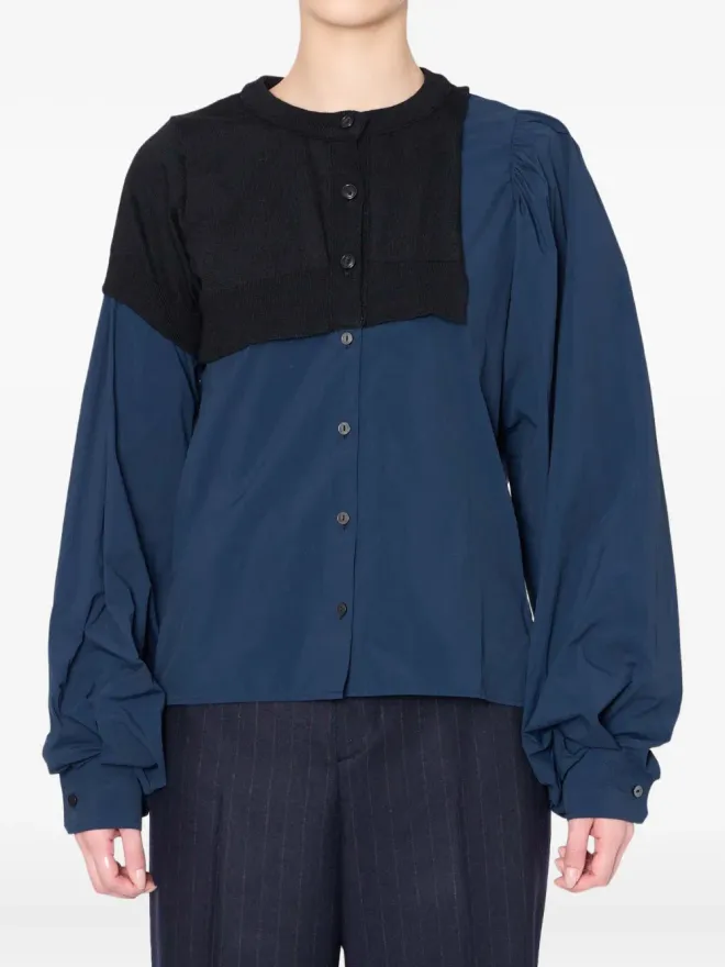 Kolor Kolor knitted-panel balloon-sleeve topの商品画像