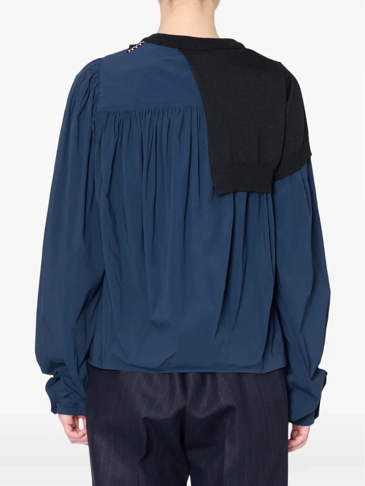Kolor knitted-panel balloon-sleeve top - 画像2