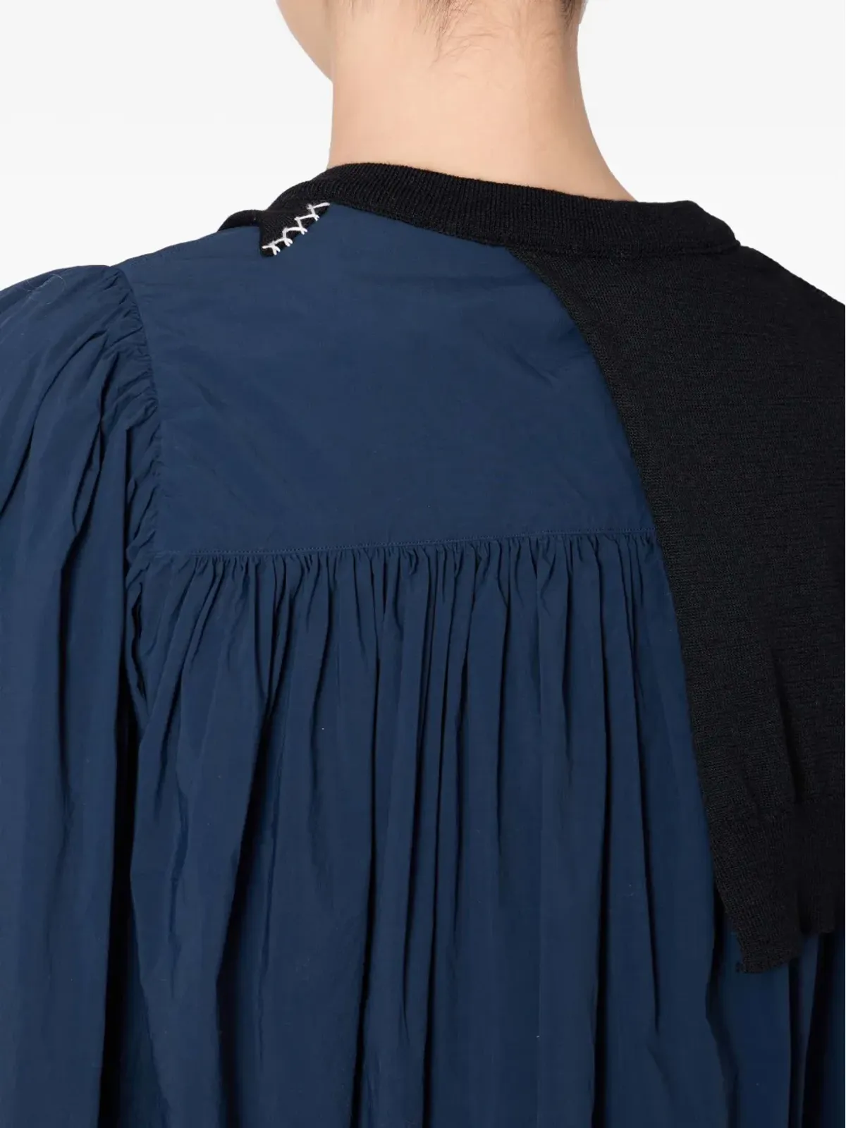 Kolor knitted-panel balloon-sleeve top - 画像3