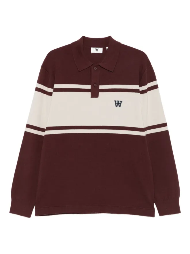Wood Wood Wood Wood WWCurtストライプ長袖ポロシャツの商品画像