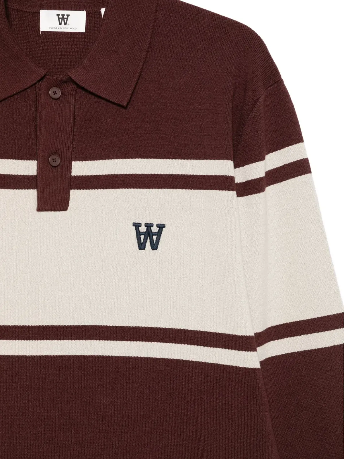 Wood Wood WWCurtストライプ長袖ポロシャツ - 画像3