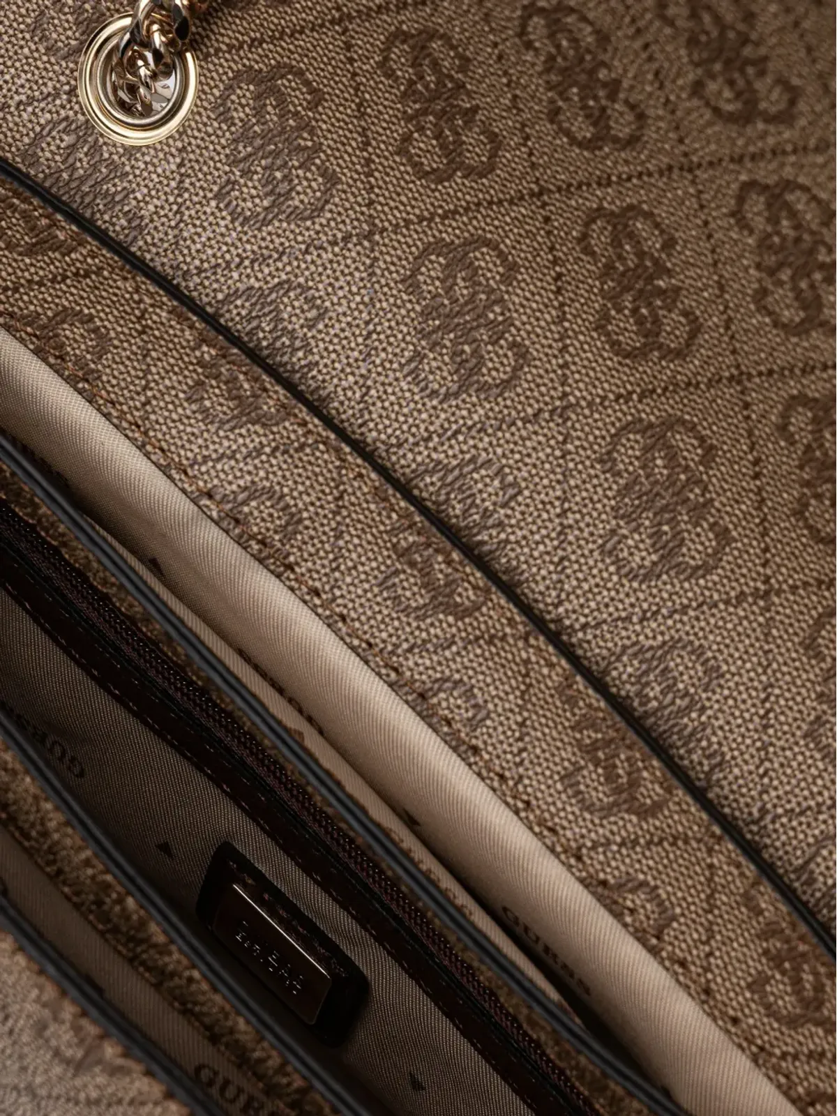 GUESS USA モノグラムチェーン サッチェル - 画像5