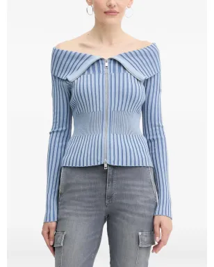 GUESS USA ストライプ柄ジップアップセーター - サムネイル1