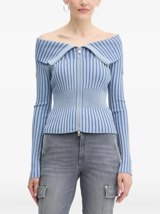GUESS USA GUESS USA ストライプ柄ジップアップセーターの商品画像