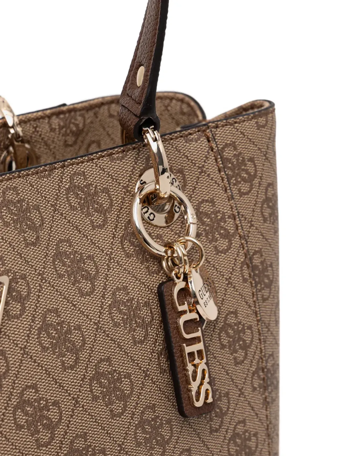 GUESS USA Noelle 4G ロゴ・モノグラム チャーム トートバッグ - ニュートラルカラー - 画像4