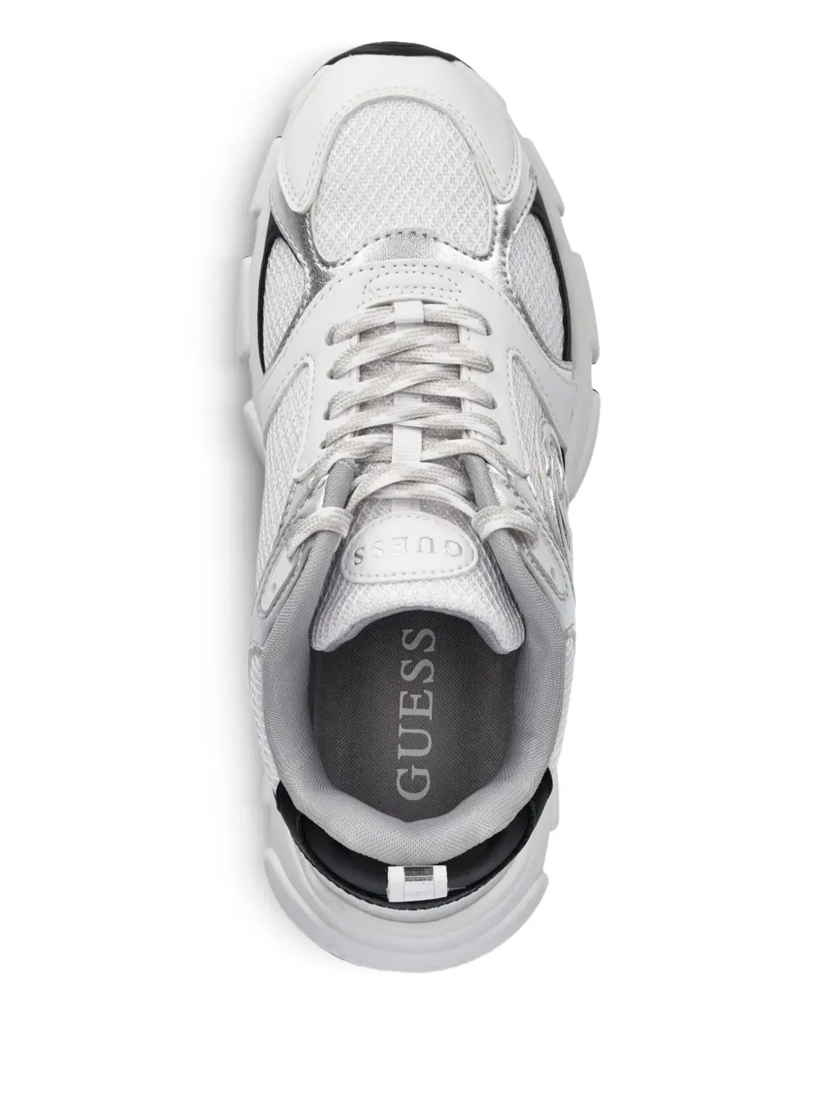 GUESS USA メタリックパネル入りメッシュスニーカー - ホワイト - 画像3