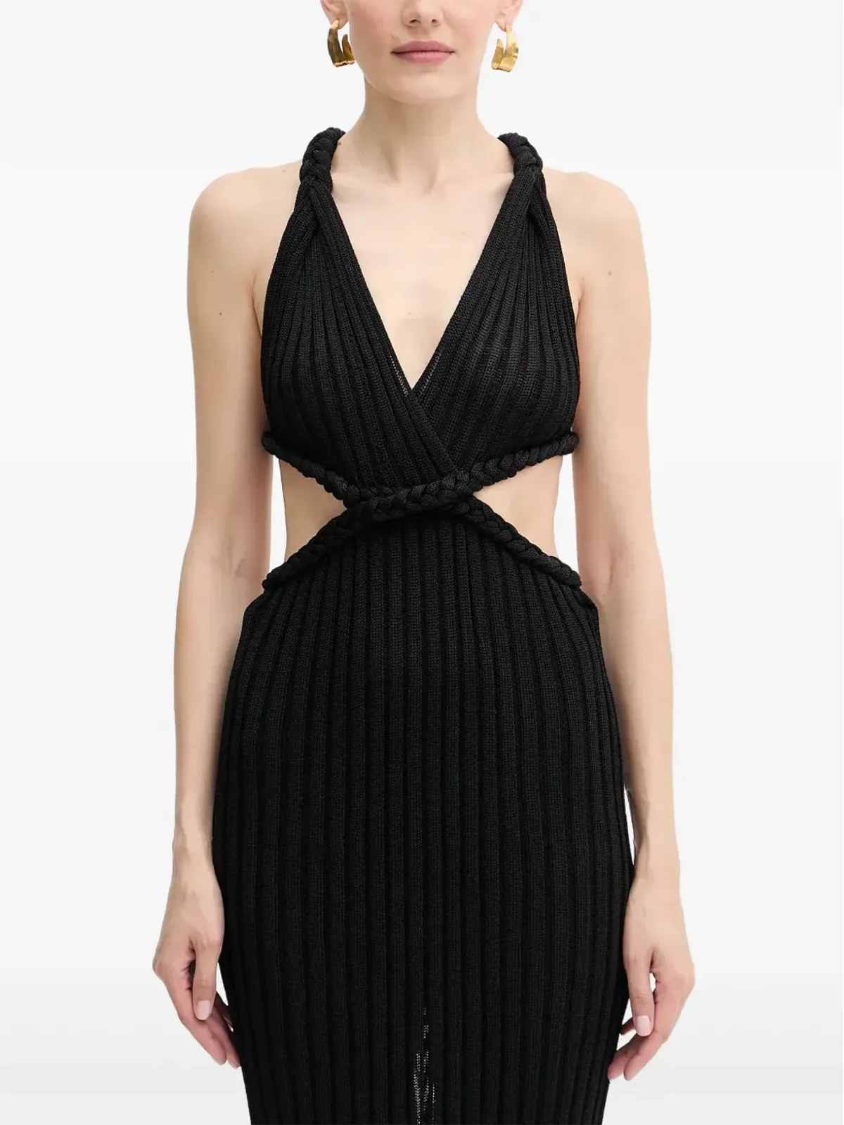 GUESS USA braided-detail cut-out maxi dress - Black - 画像5