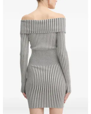 GUESS USA ストライプ柄ジップファスナー付きミニドレス グレー - サムネイル3
