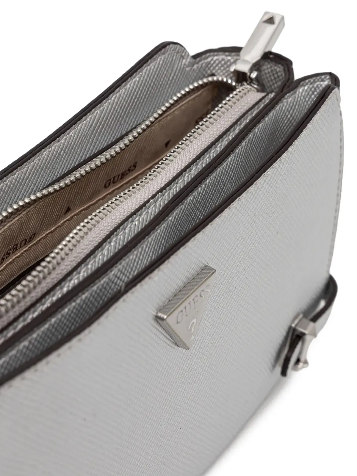 GUESS USA メタリックフィニッシュ サッチェルバッグ - シルバー - 画像4
