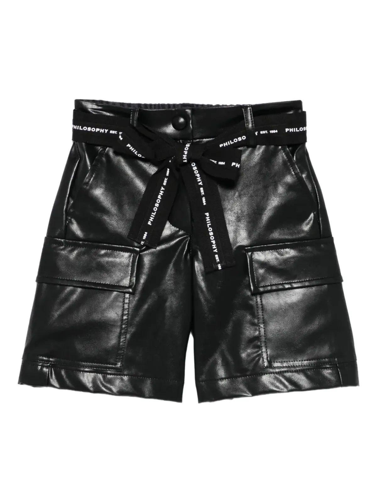 Philosophy Di Lorenzo Serafini Kids カーゴポケット付きベルトショーツ ブラック - 画像1