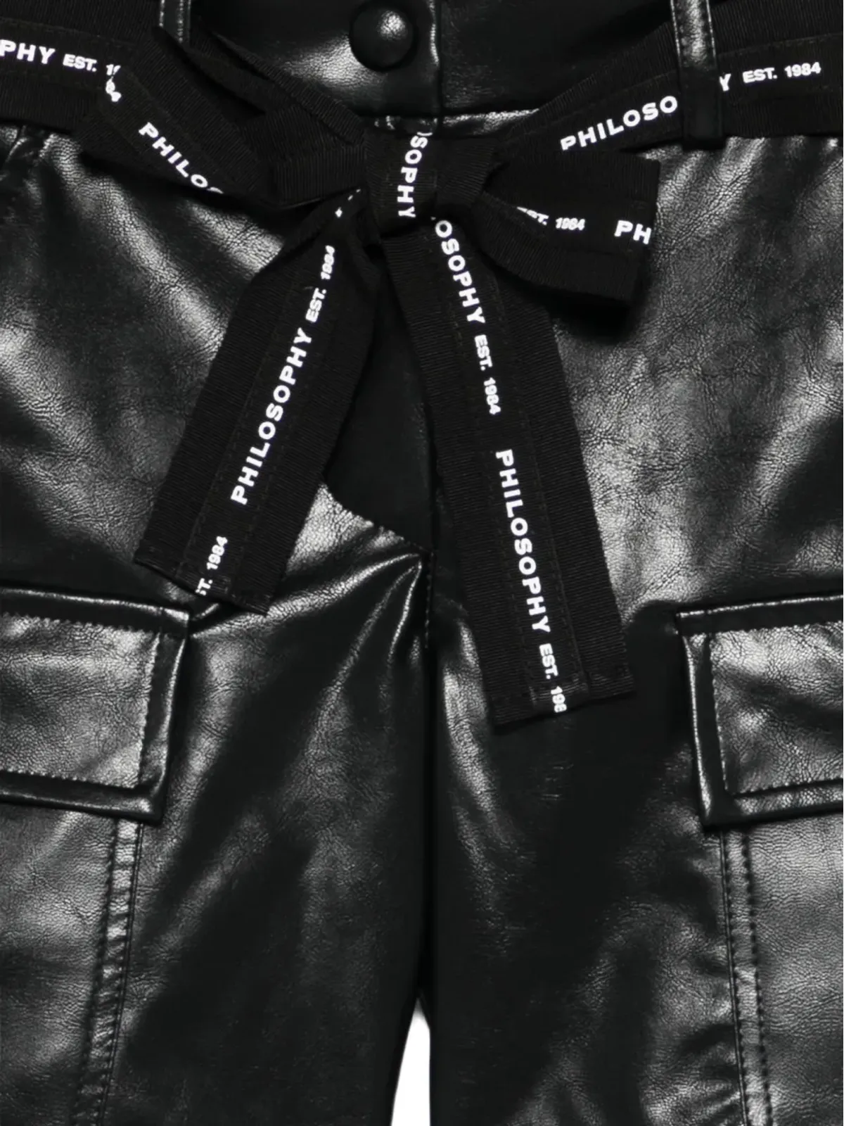 Philosophy Di Lorenzo Serafini Kids カーゴポケット付きベルトショーツ ブラック - 画像3