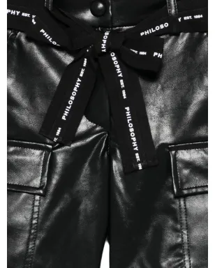 Philosophy Di Lorenzo Serafini Kids カーゴポケット付きベルトショーツ ブラック - サムネイル3