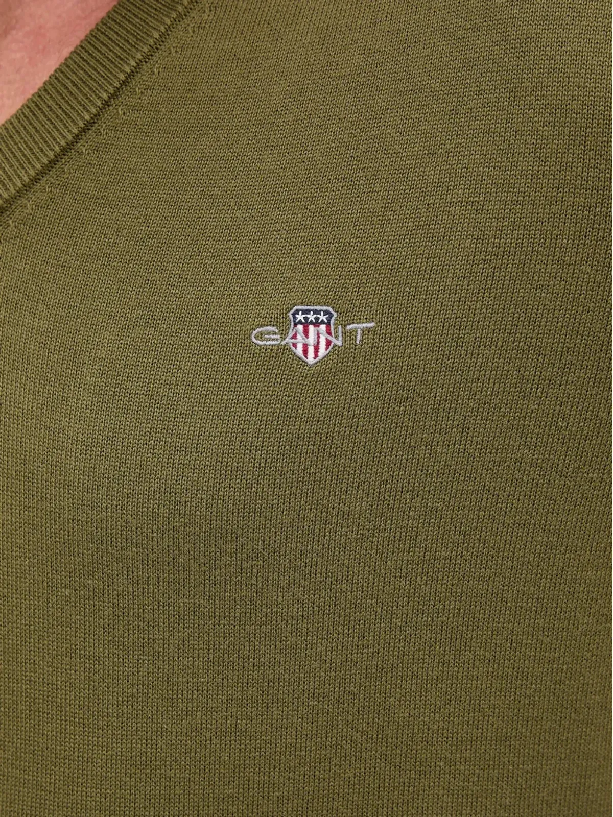Gant Vネック刺繍ロゴセーター - 画像5