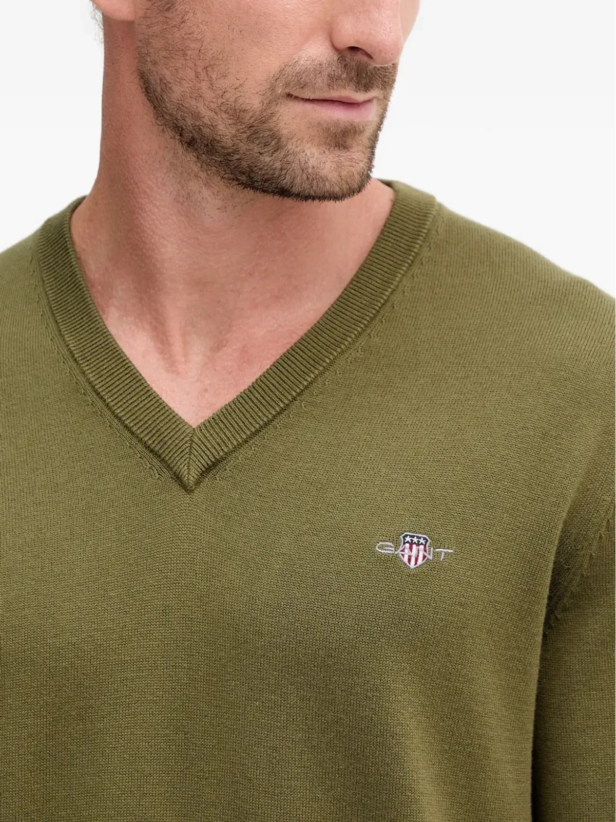Gant Vネック刺繍ロゴセーター - 画像4