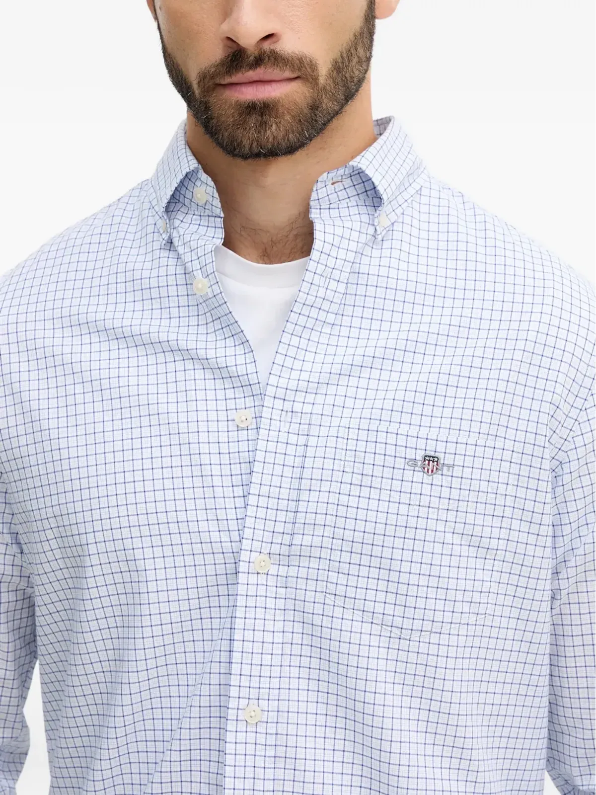 Gant checked patch-pocket shirt - White - 画像4