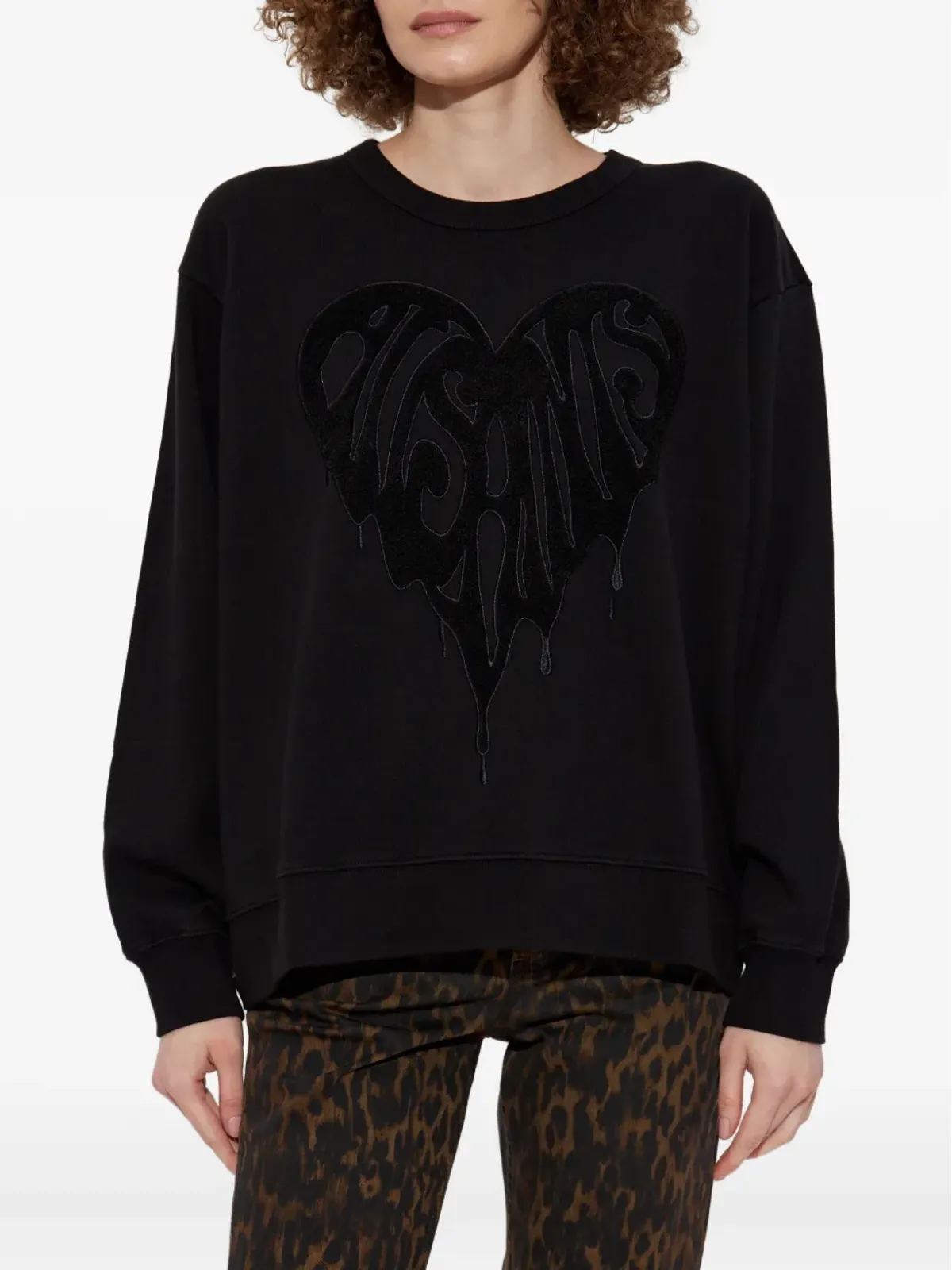 AllSaints ハートモチーフ刺繍入りスウェットシャツ ブラック - 画像3