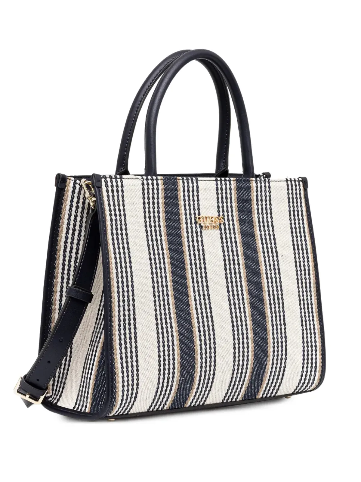 GUESS USA ニコレット ストライプ トップジップ トートバッグ - 画像3
