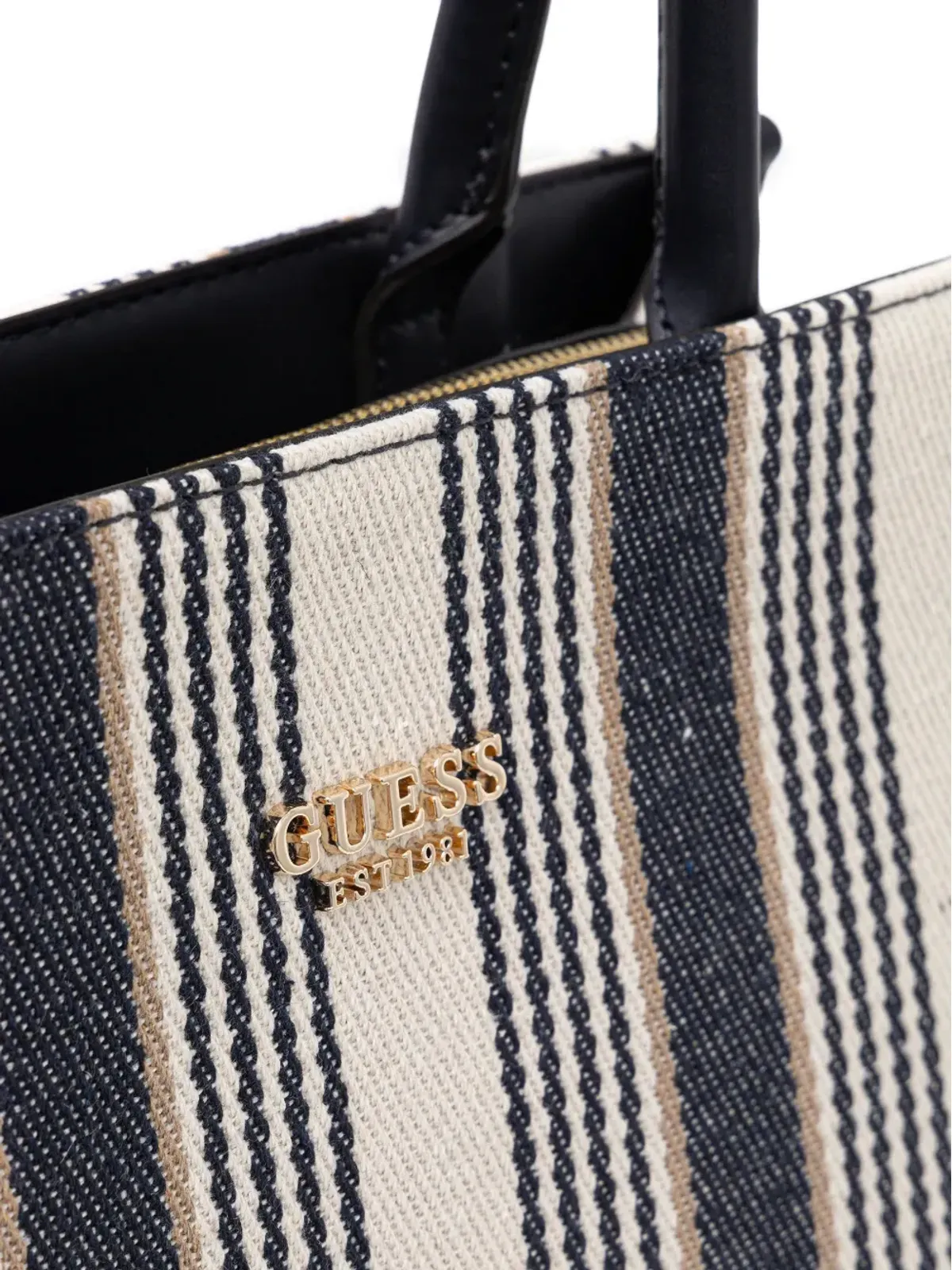 GUESS USA ニコレット ストライプ トップジップ トートバッグ - 画像4