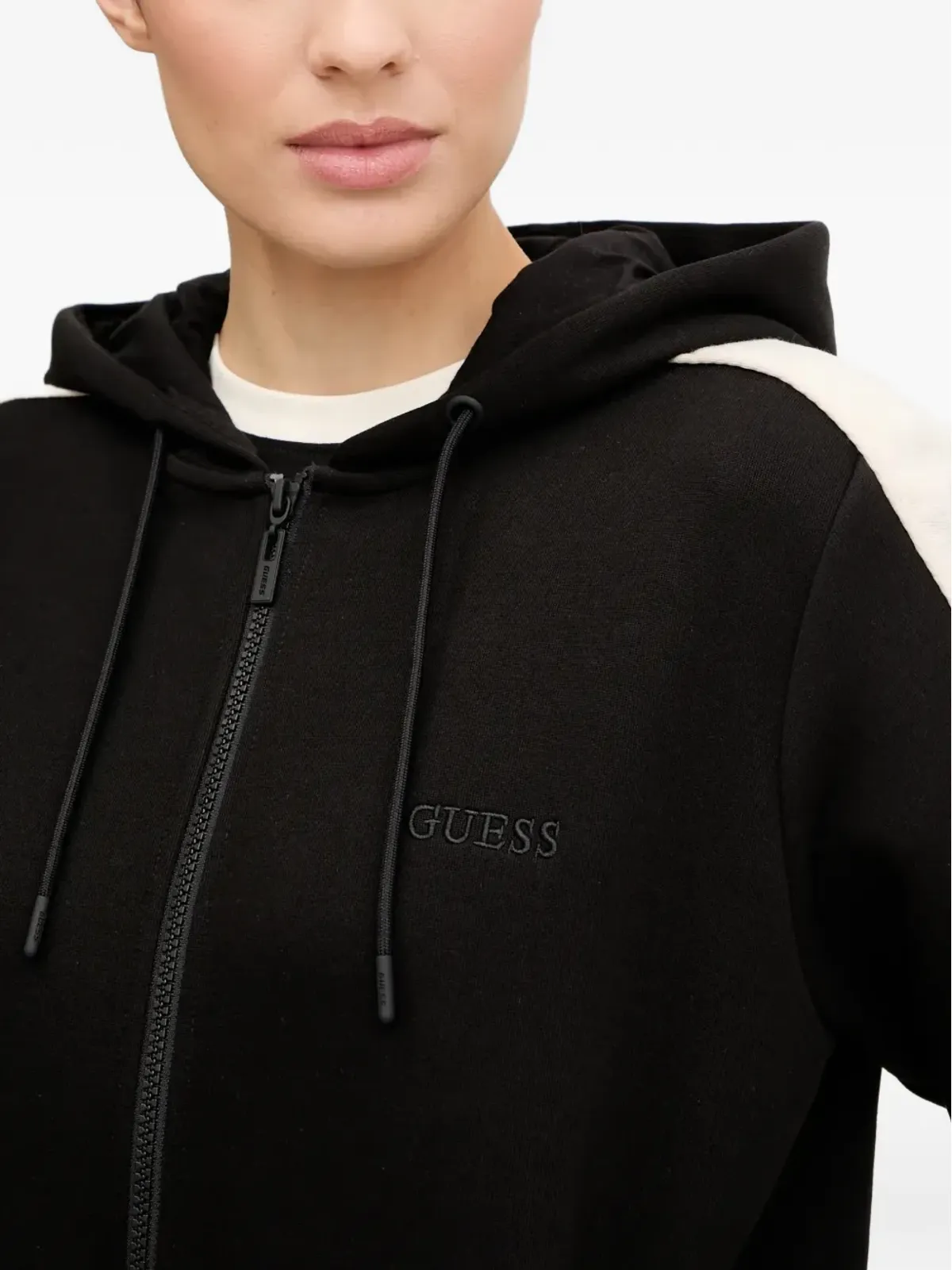 GUESS USA ストライプジップフードパーカー - 画像4