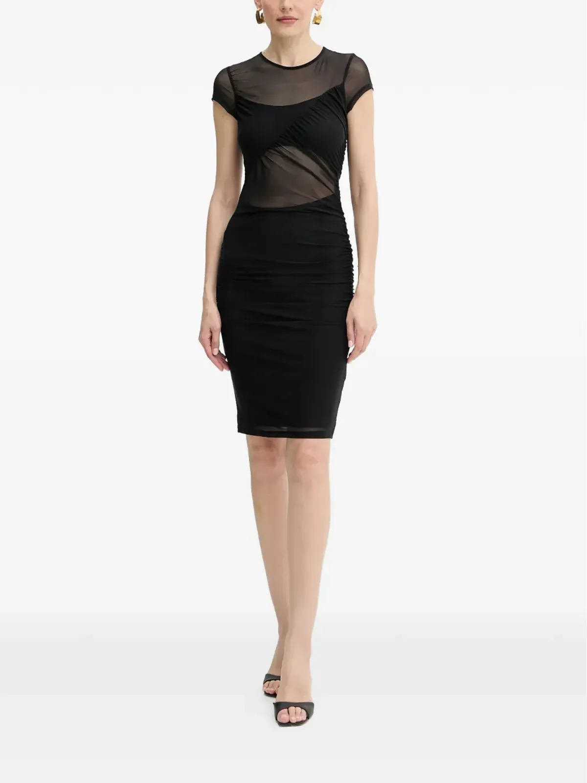 GUESS USA mesh ruched midi dress - Black - 画像2