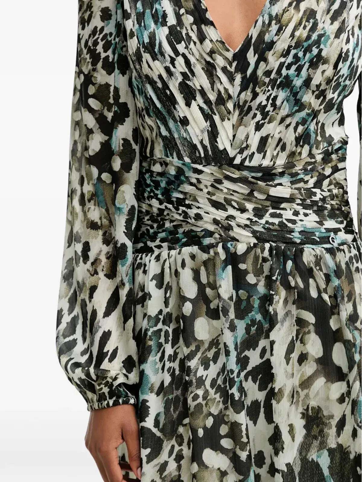 GUESS USA 長袖Vネックミニドレス - 画像5