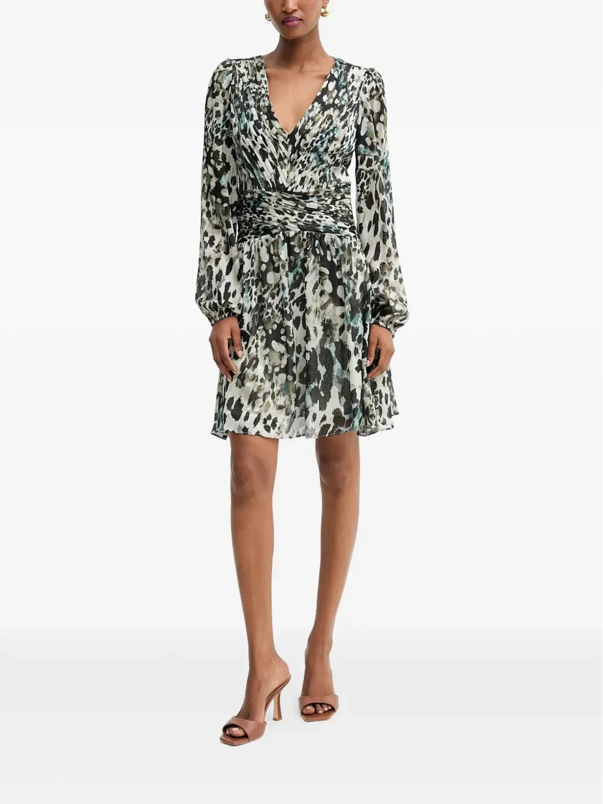 GUESS USA 長袖Vネックミニドレス - 画像2