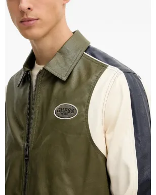 GUESS USA フェイクレザー ジップ付きパネルデザイン ボンバージャケット - グリーン - サムネイル4